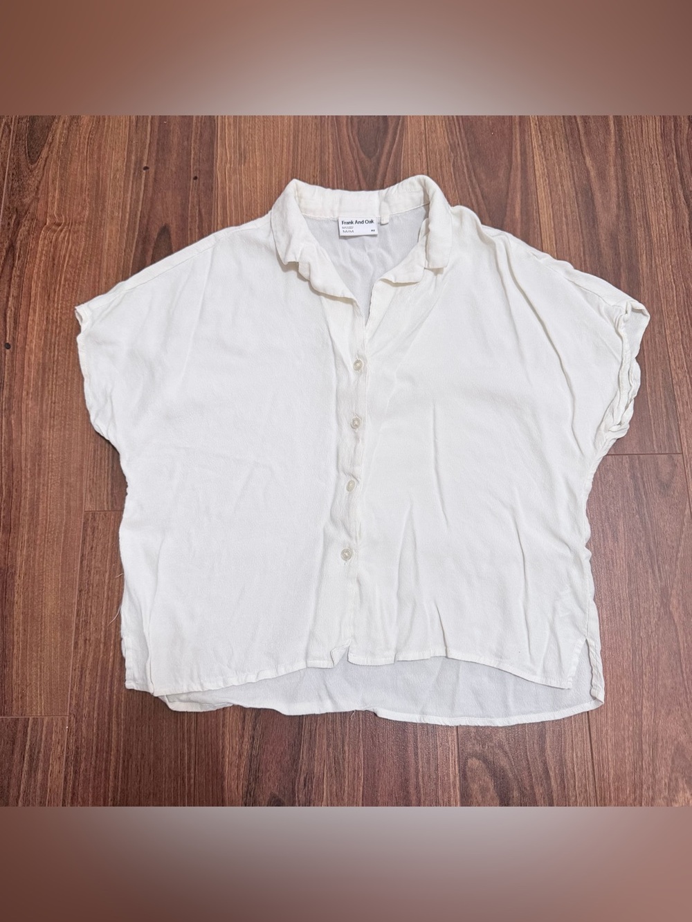 Frank And Oak The Fluid Camp Collar Blouse White Size Medium